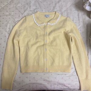 Yellow Women's Sweater with Lace Collar